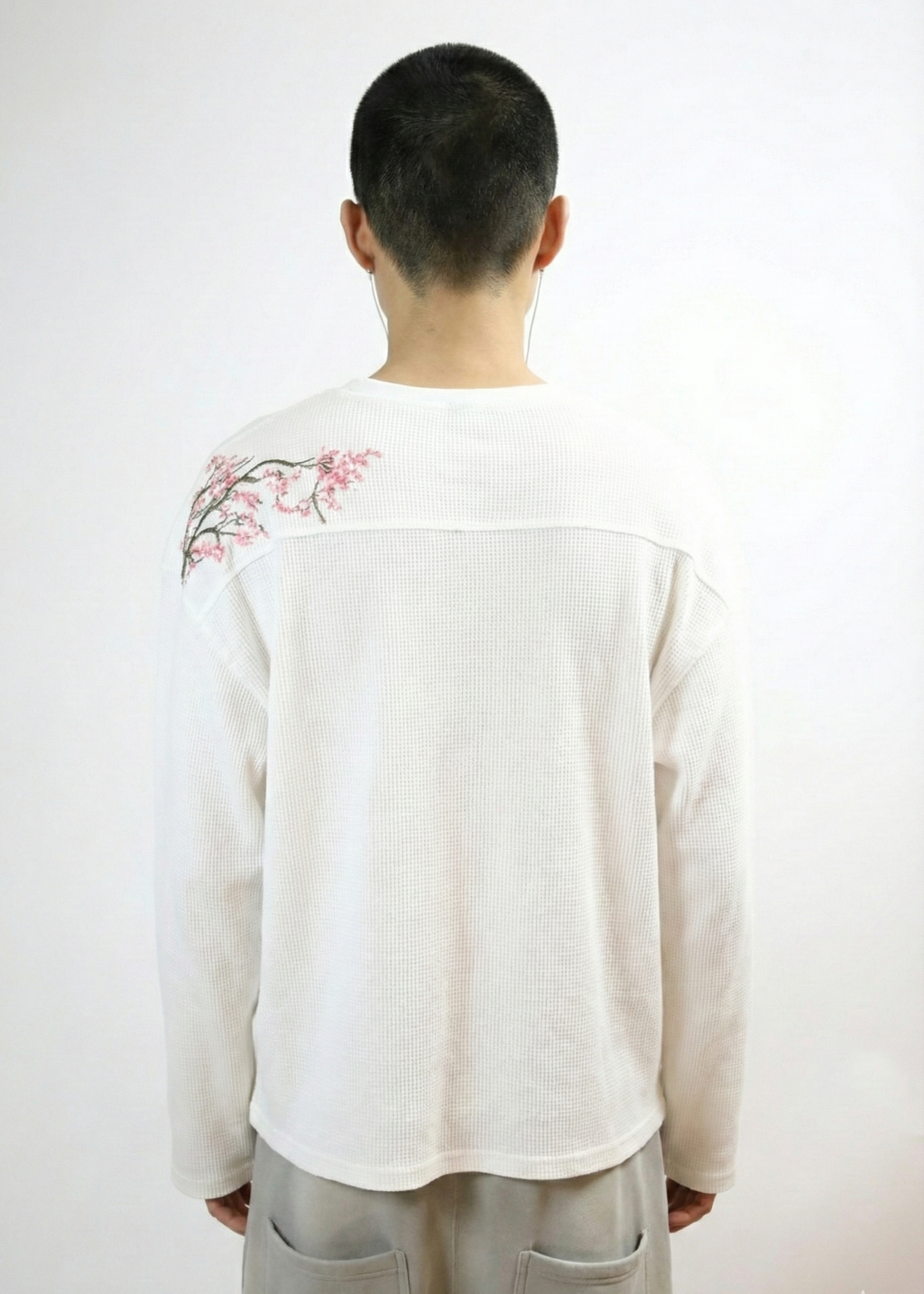 "Blossom" Waffle Thermal (White/Pink)