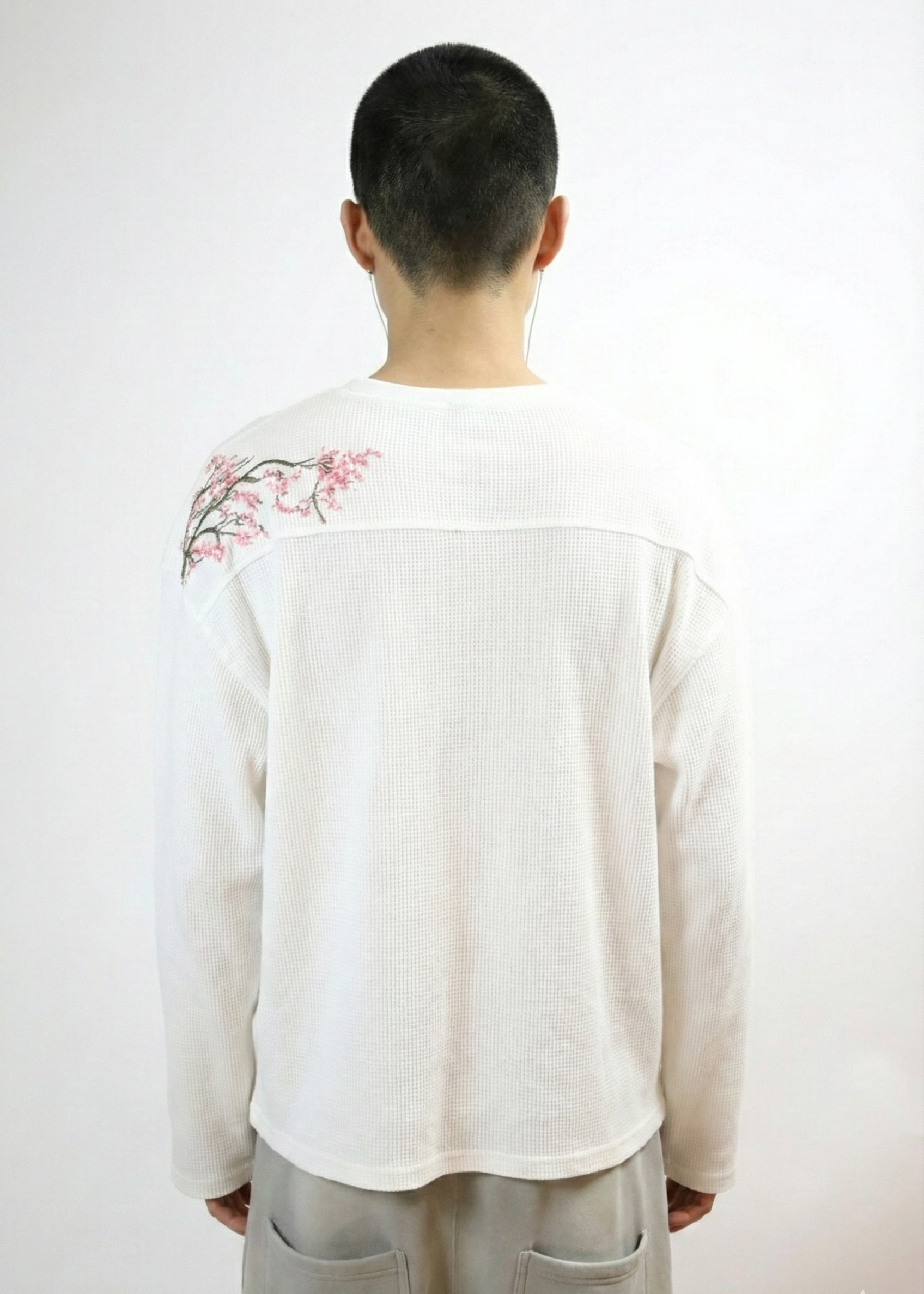 "Blossom" Waffle Thermal (White/Pink)