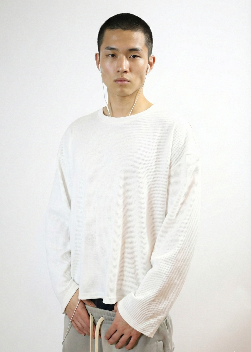 "Blossom" Waffle Thermal (White/Pink)