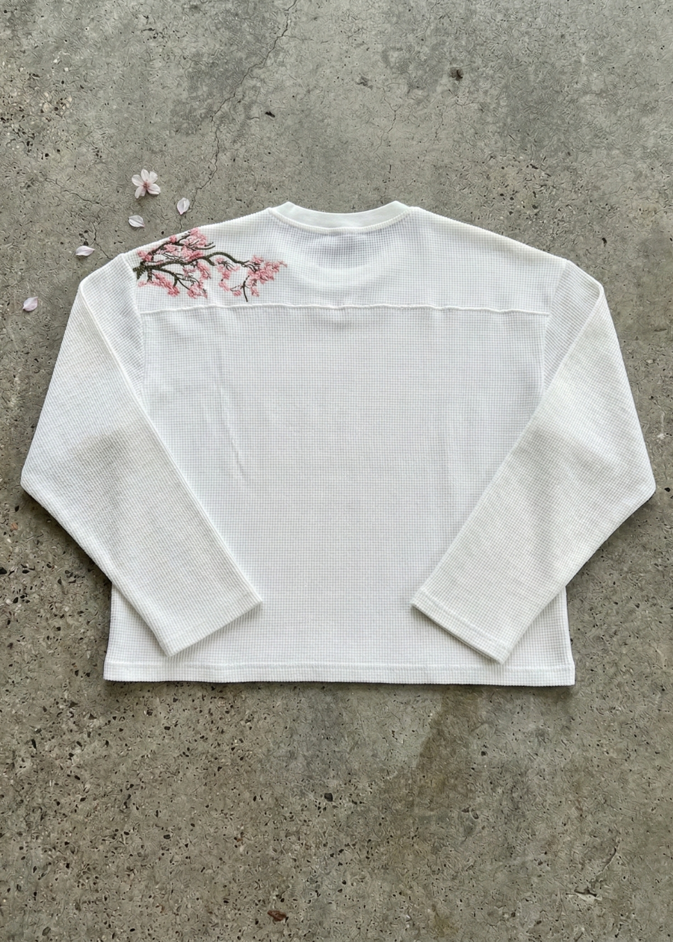 "Blossom" Waffle Thermal (White/Pink)